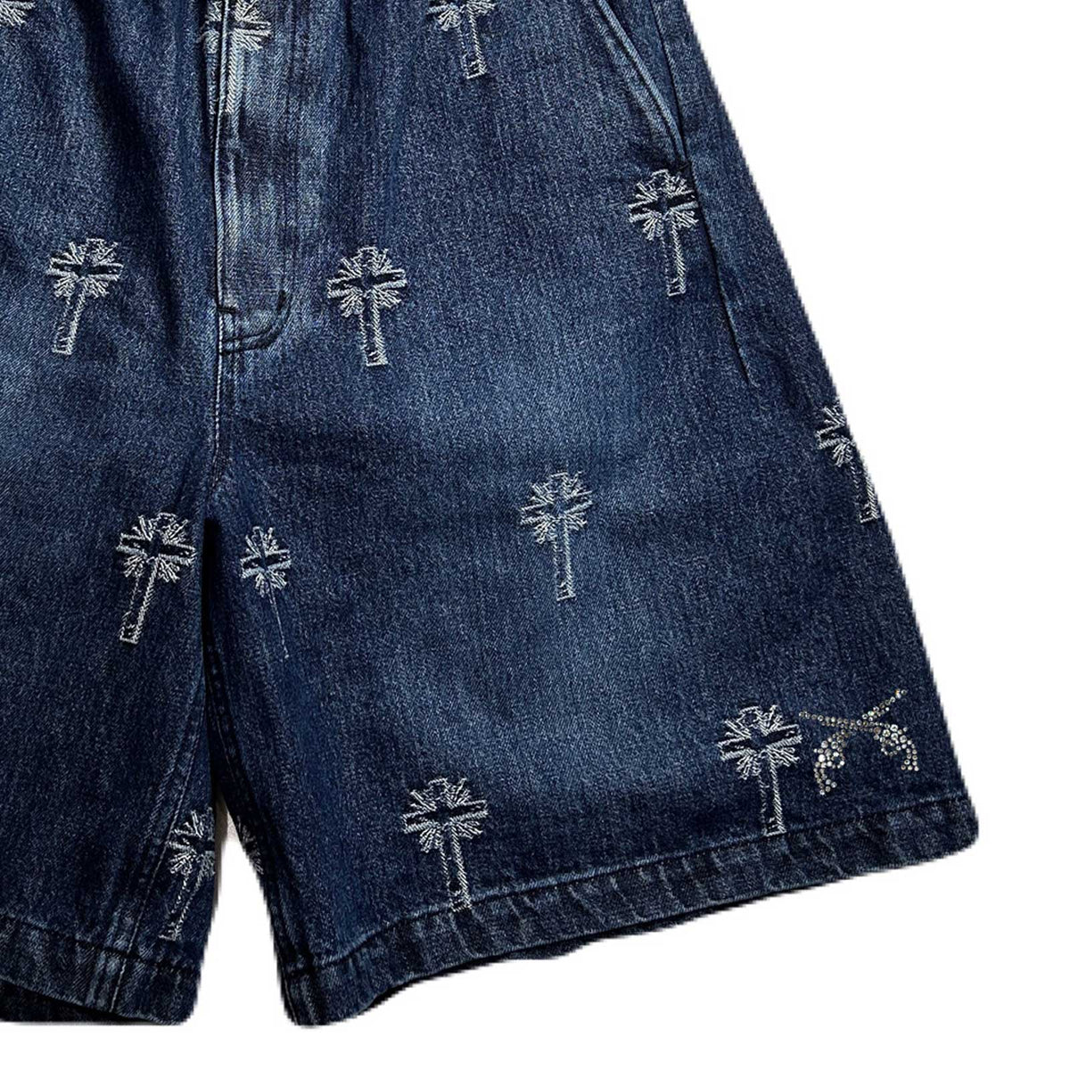 CROSS JACQUARD DENIM SHORTS / INDIGO – roarguns ONLINE STORE