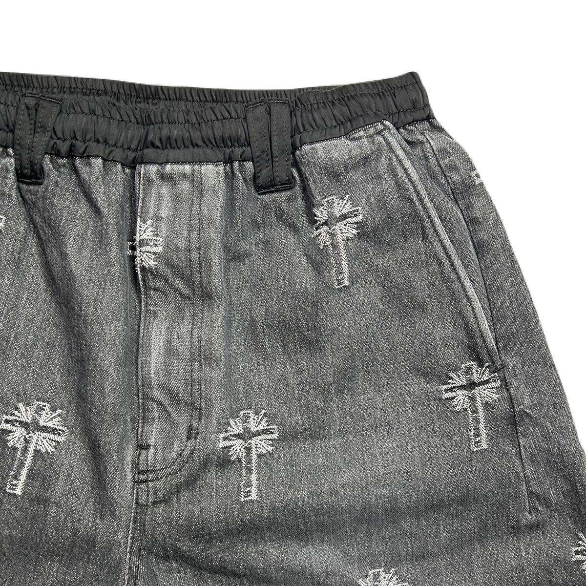 CROSS JACQUARD DENIM SHORTS / BLACK – roarguns ONLINE STORE