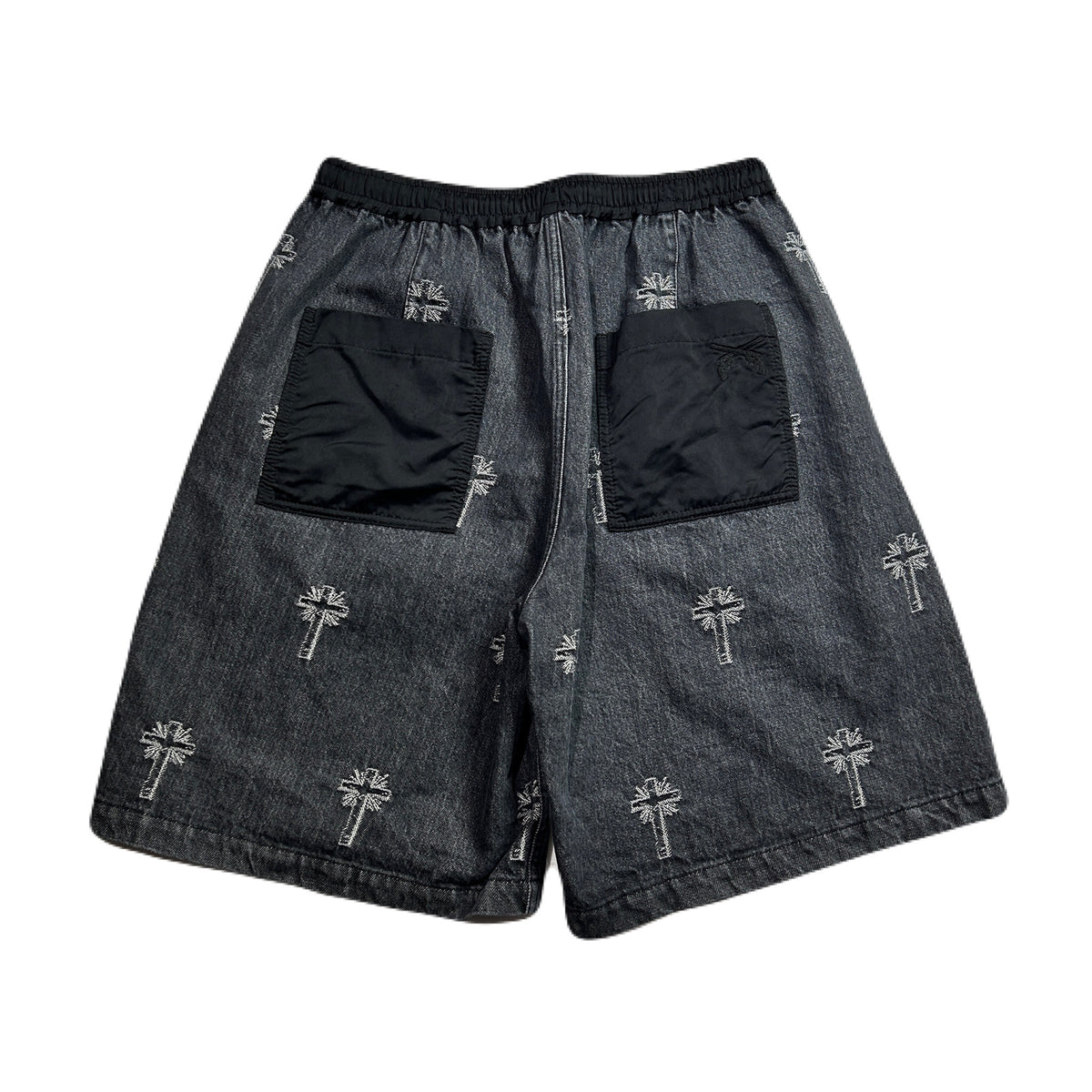 CROSS JACQUARD DENIM SHORTS / BLACK – roarguns ONLINE STORE