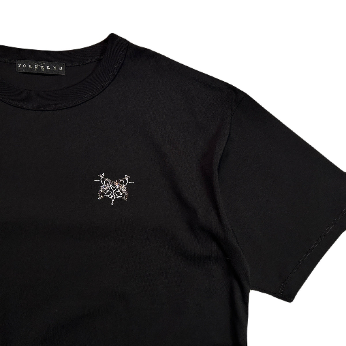 CROSSGUN EMBROIDERY x CRYSTAL T-SHIRT / BLACK – roarguns ONLINE STORE