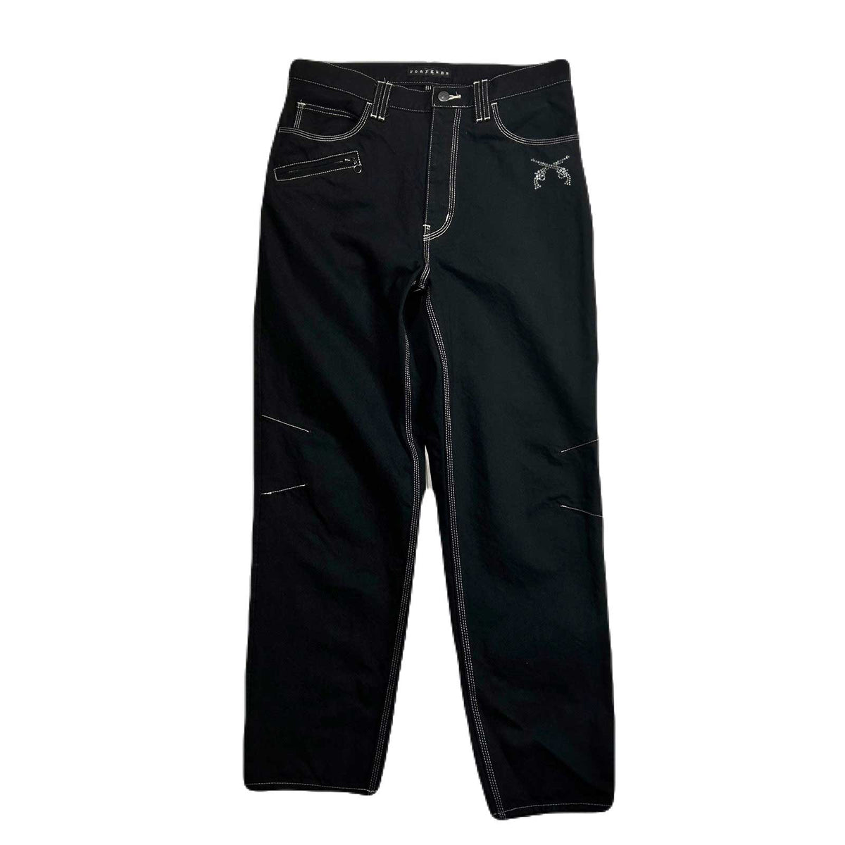 ONE WASH CRYSTAL DENIM PANTS / BLACK*BLACK – roarguns ONLINE STORE