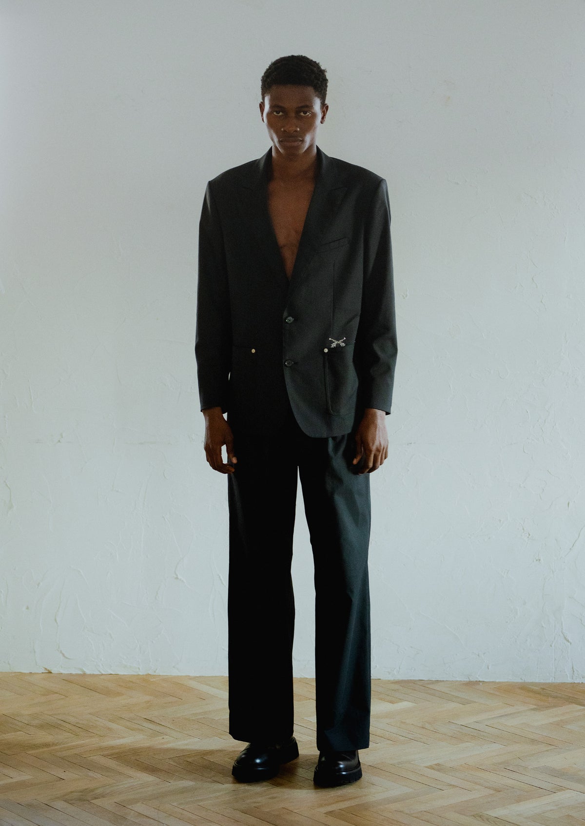 PEACH SKIN WIDE PANTS / BLACK