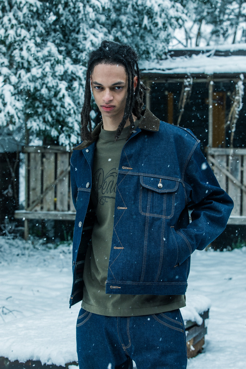 画像をギャラリービューアに読み込む, RIGID DENIM JACKET SWAROVSKI / BLUE