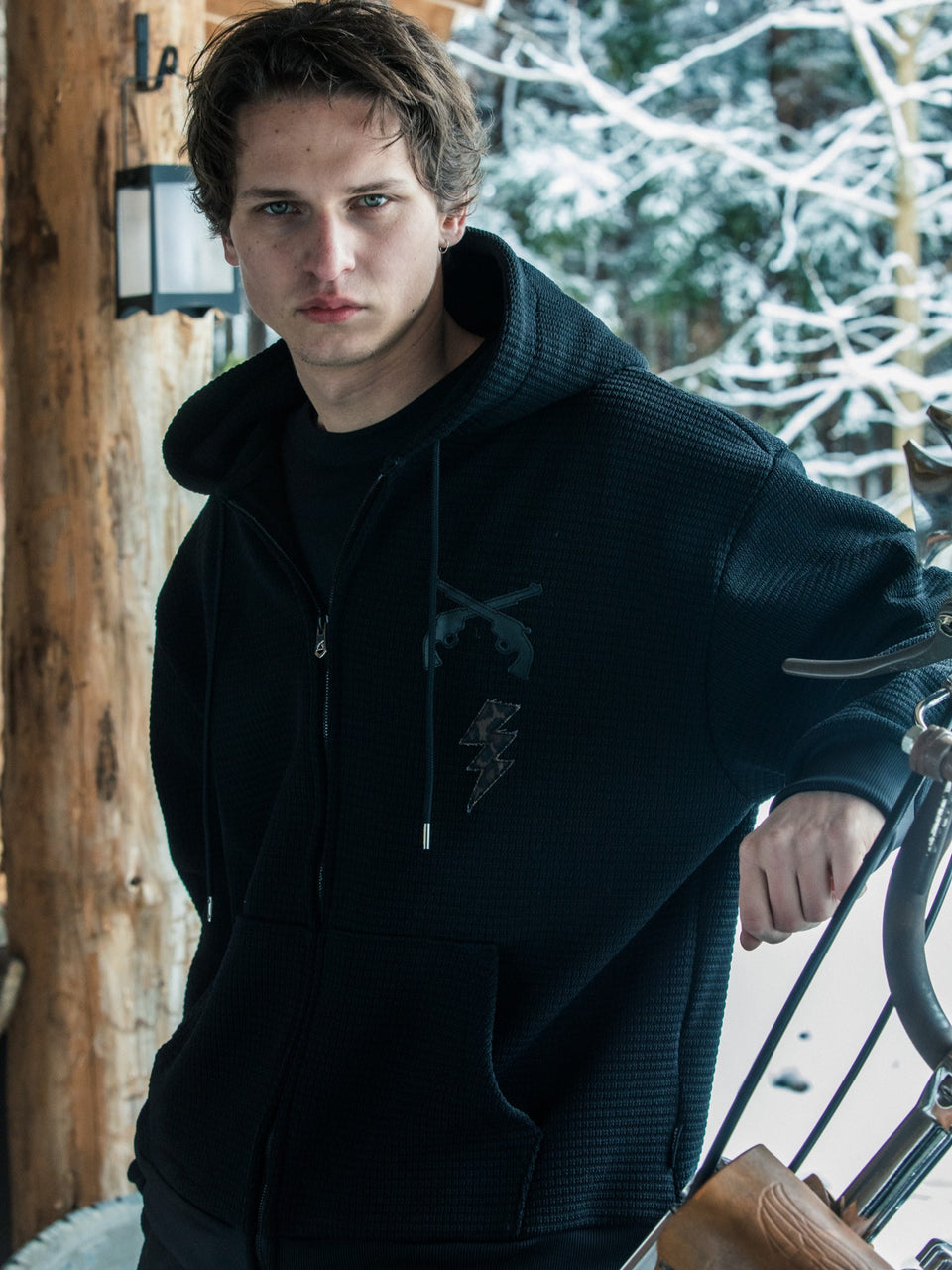 画像をギャラリービューアに読み込む, PATCH WAFFLE HOODIE / BLACK
