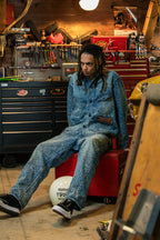 SPIDER JAQUARD DENIM PANTS / BLUE