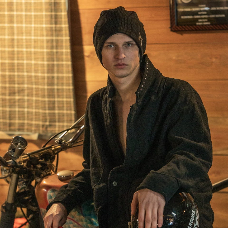 将图片加载到图库查看器，CROSSGUN CRYSTAL BEANIE / BLACK