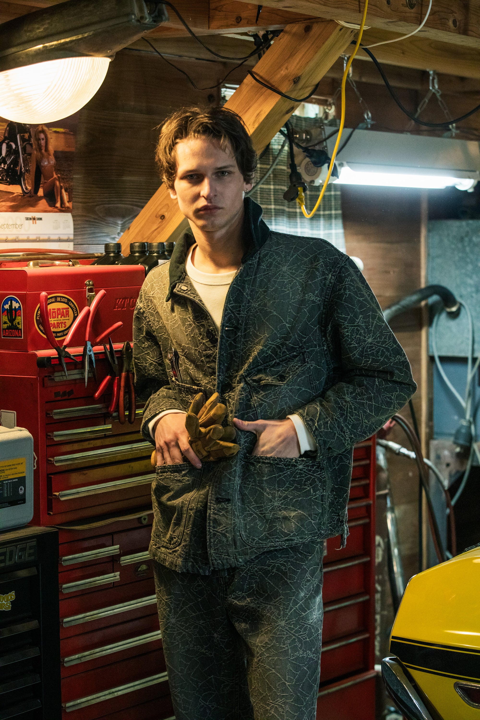 Load image into Gallery viewer, SPIDER JAQUARD DENIM JACKET / BLACK