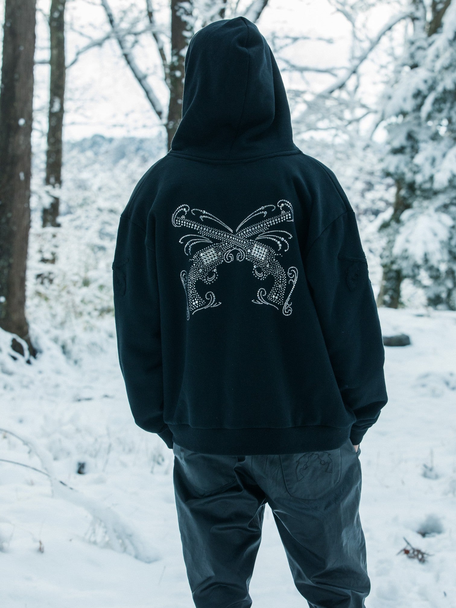 Load image into Gallery viewer, CROSSGUN METAL HOODIE / BLACK