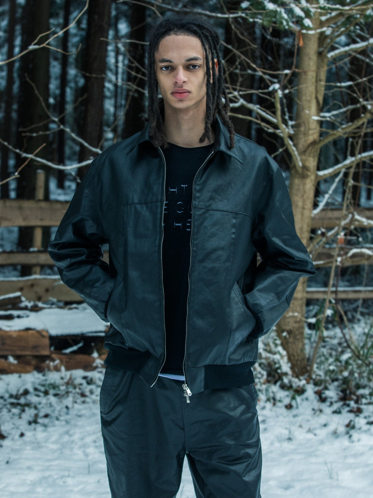 STONE WASH COATING JACKET / BLACK