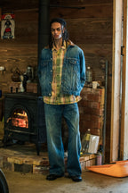VINTAGE WASH DENIM WIDE PANTS / BLUE