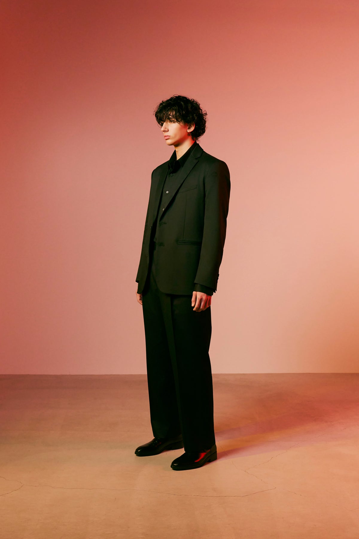 CROSS JACQUARD WOOL PANTS / BLACK