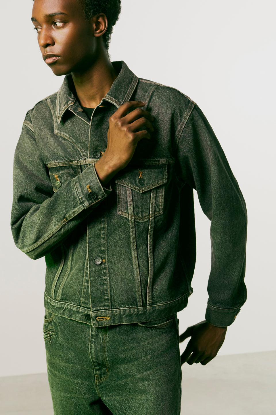 画像をギャラリービューアに読み込む, STONE BIO CRYSTAL DENIM PANTS  / BLACK