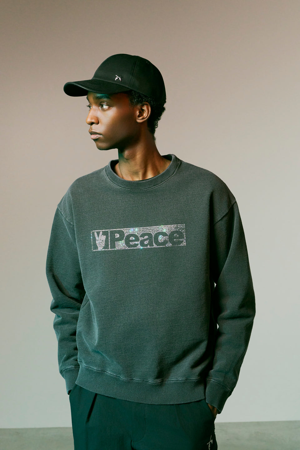 画像をギャラリービューアに読み込む, PEACE CRYSTAL SWEATSHIRT / BLACK