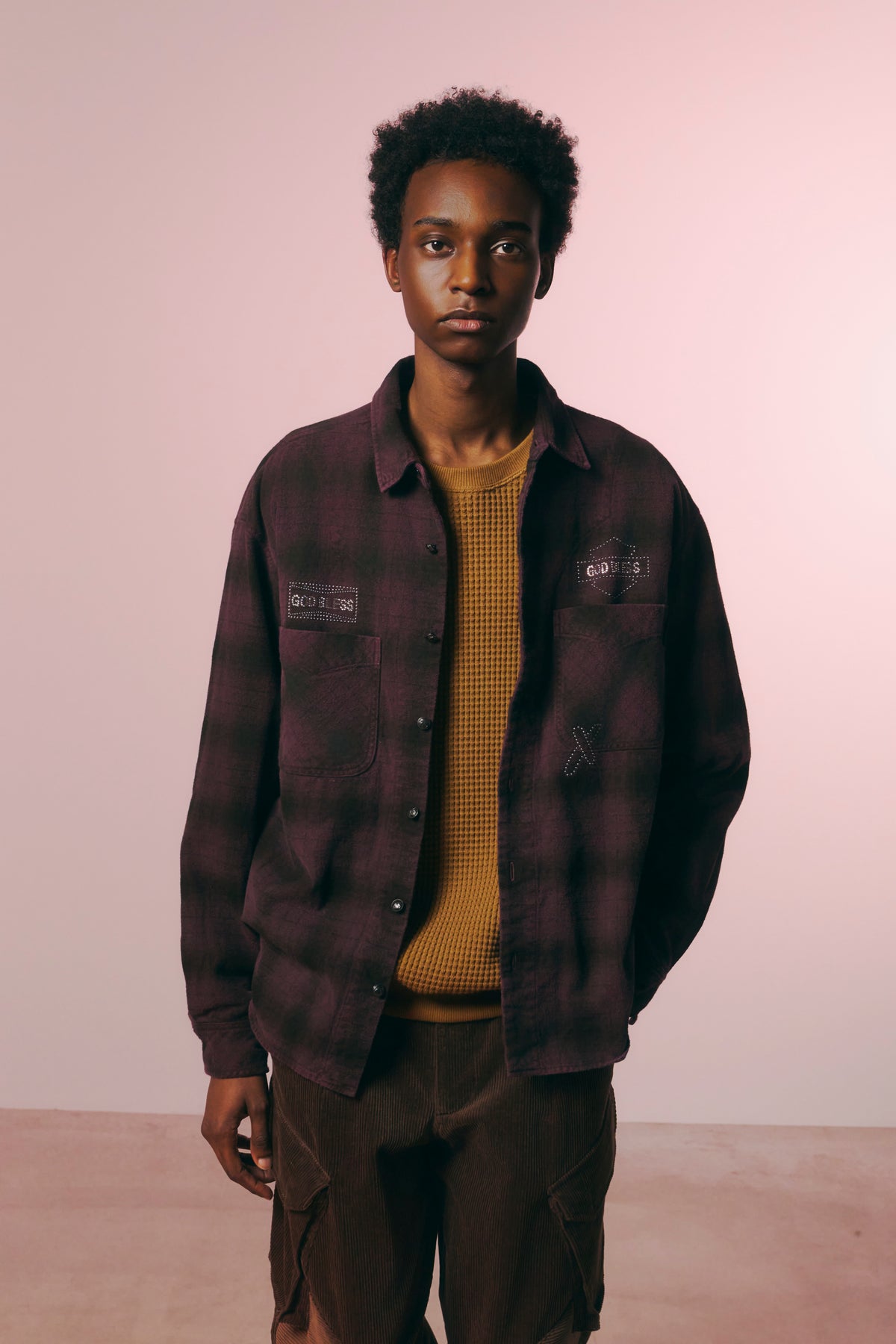 SHGGY CHECK SHIRT CRYSTAL / BURGUNDY