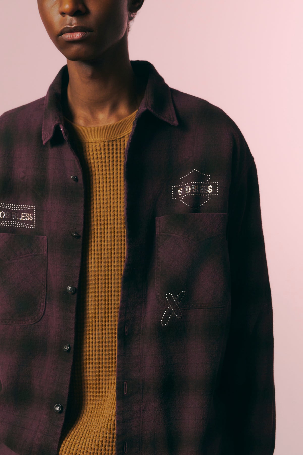 SHGGY CHECK SHIRT CRYSTAL / BURGUNDY