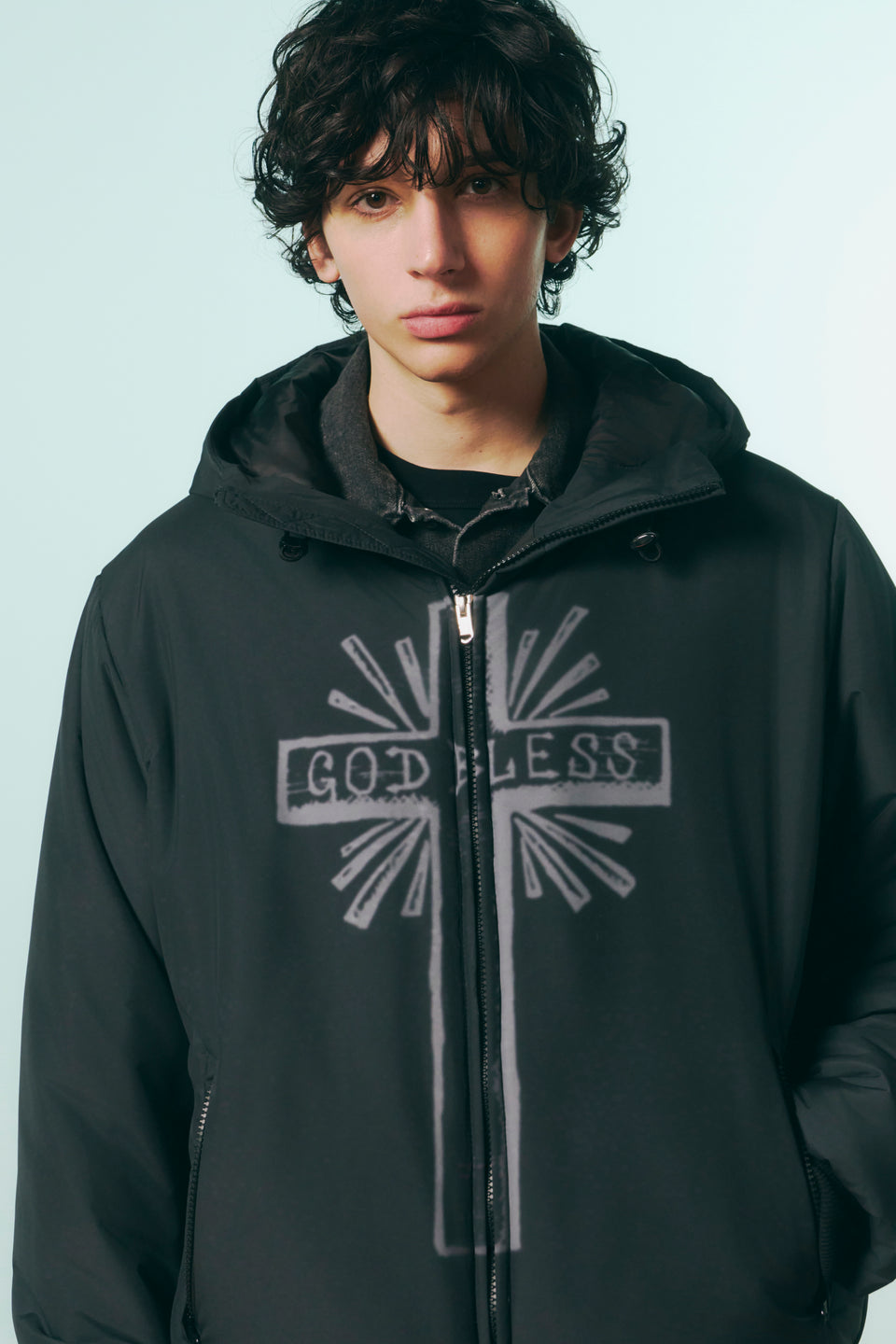 画像をギャラリービューアに読み込む, CROSS INKJET PRINT HOODIE / GRAY