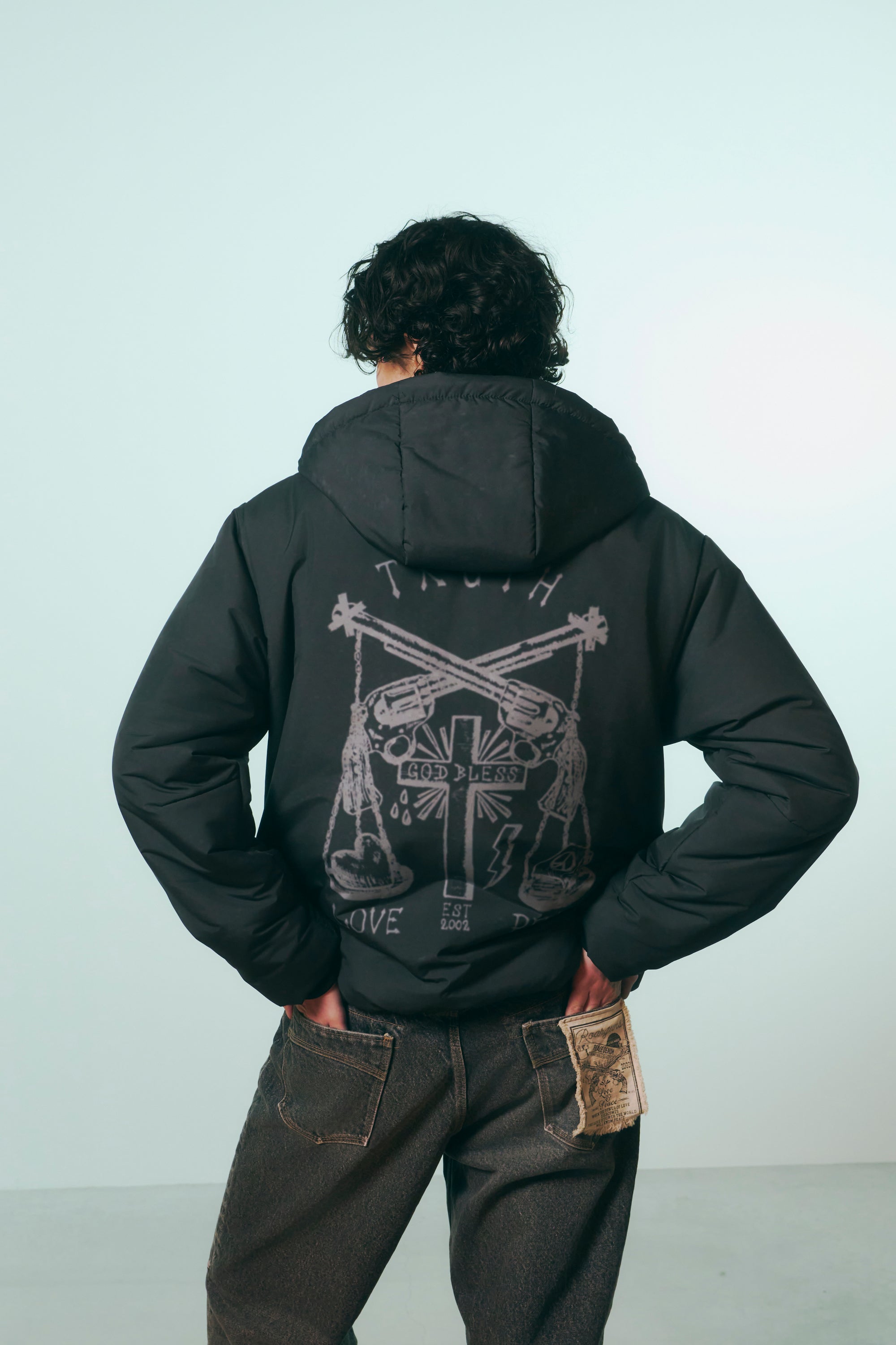 画像をギャラリービューアに読み込む, CROSS INKJET PRINT HOODIE / GRAY