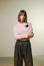 WOMENS ORGANDY FLOWER L/S T-SHIRT / PINK
