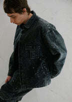 BACK SATIN SHIRT JACKET / BLACK