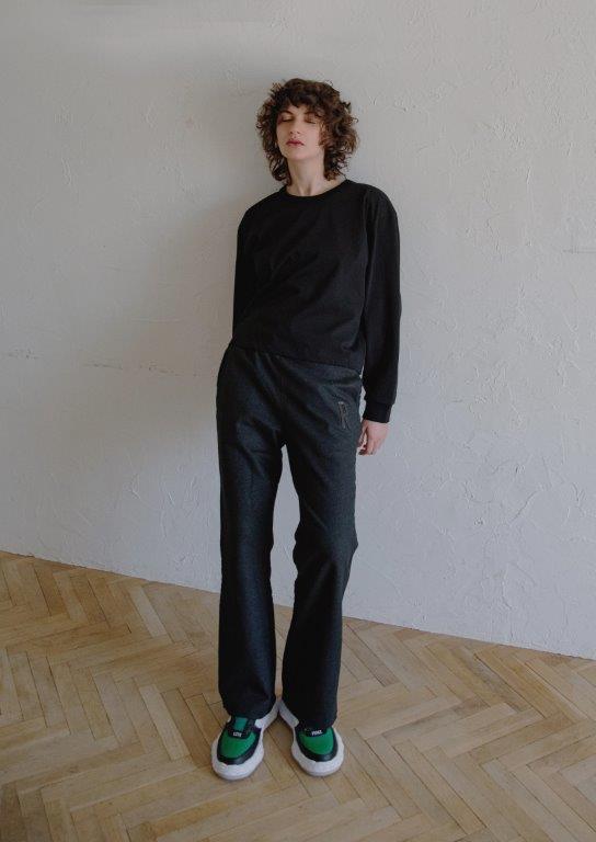 WOMEN LAME FLEECY PANTS / BLACK
