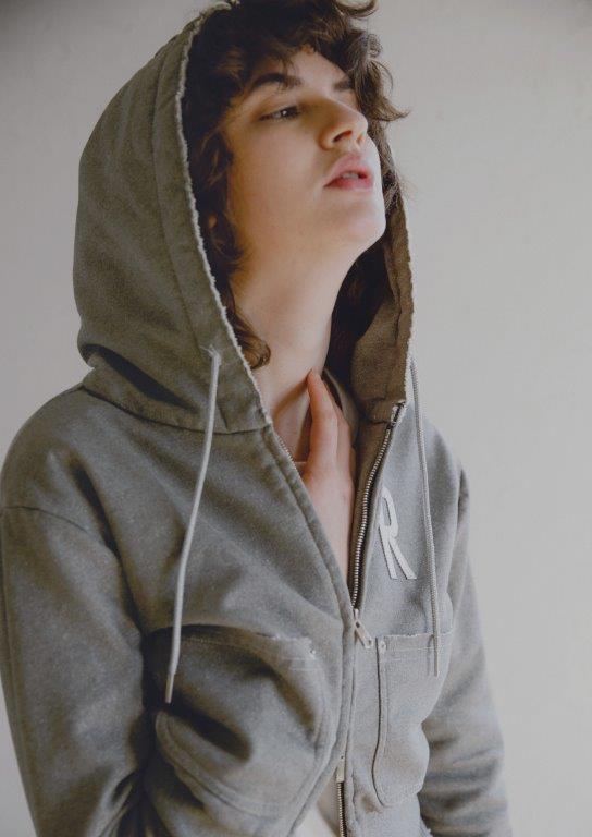 WOMEN LAME FLEECY HOODIE / GRAY