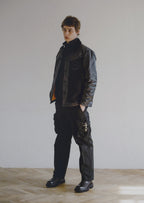 LEATHER SATIN JACKET / BLACK