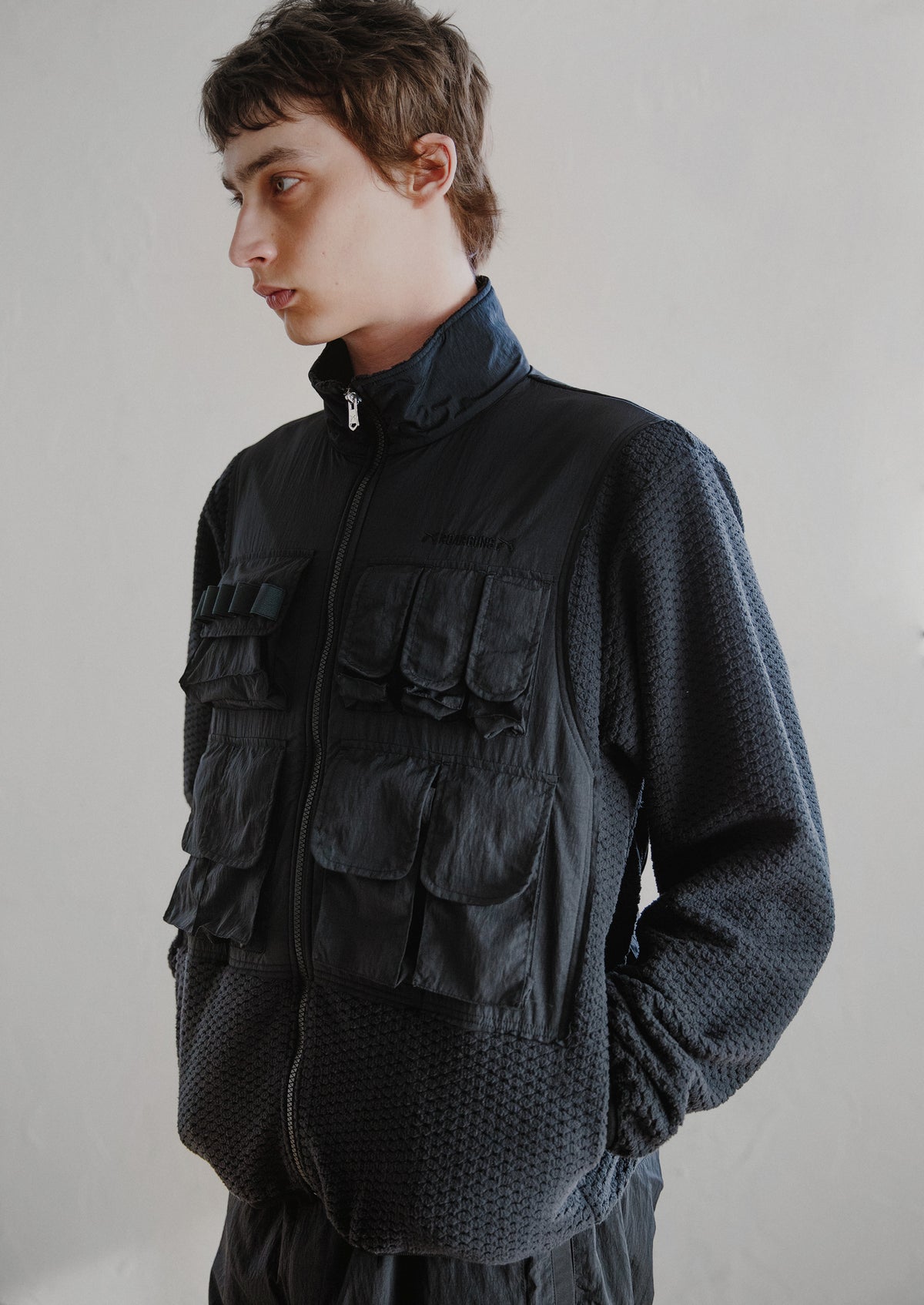 FLEECE NYLON JACKET / BLACK