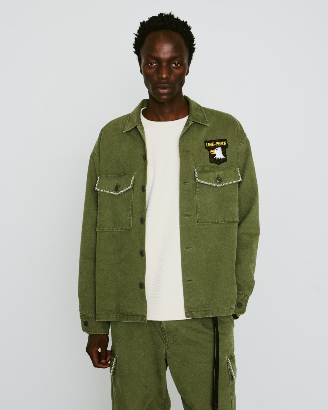 DUCK MILITARY SHIRT JACKET / KHAKI