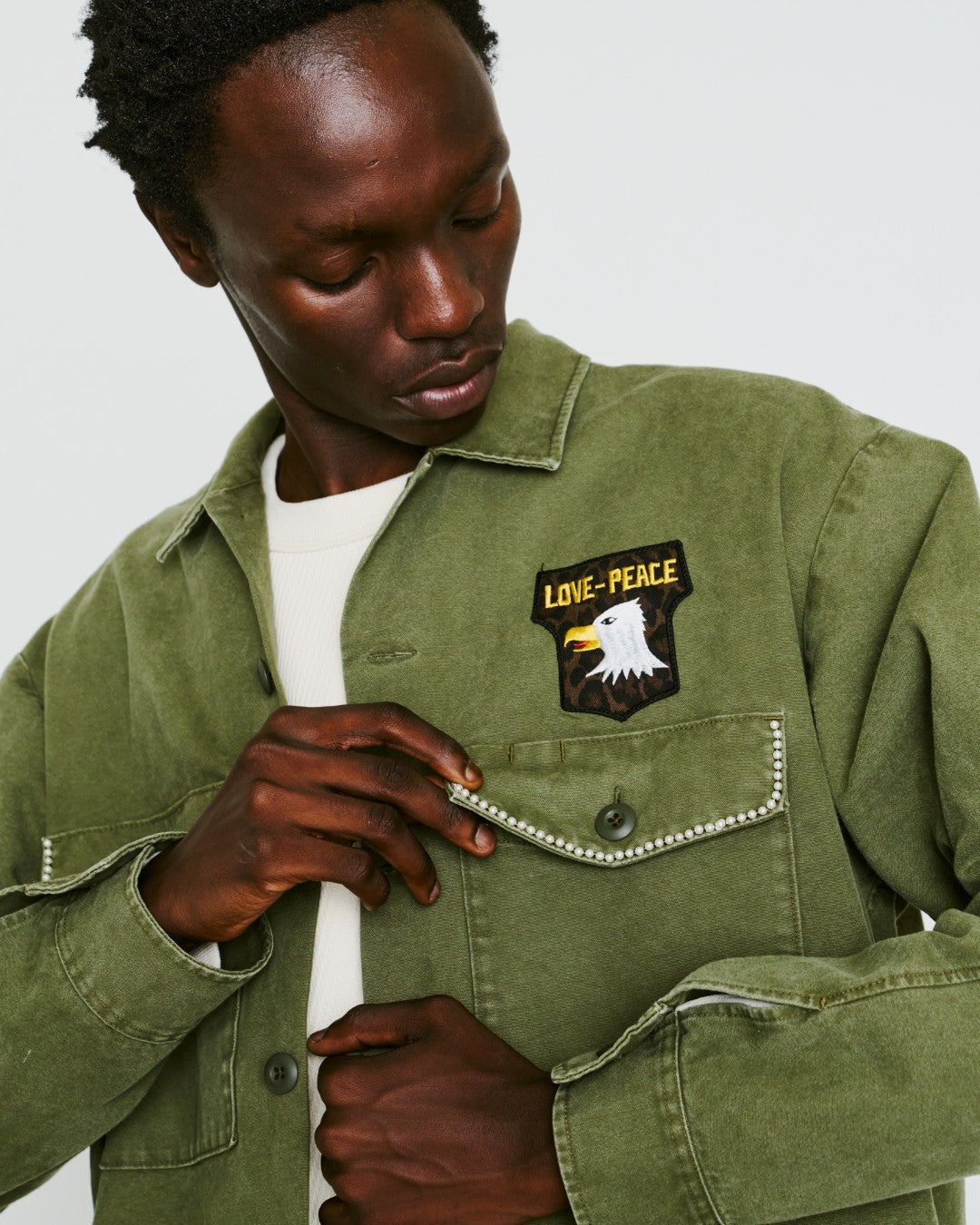 DUCK MILITARY SHIRT JACKET / KHAKI