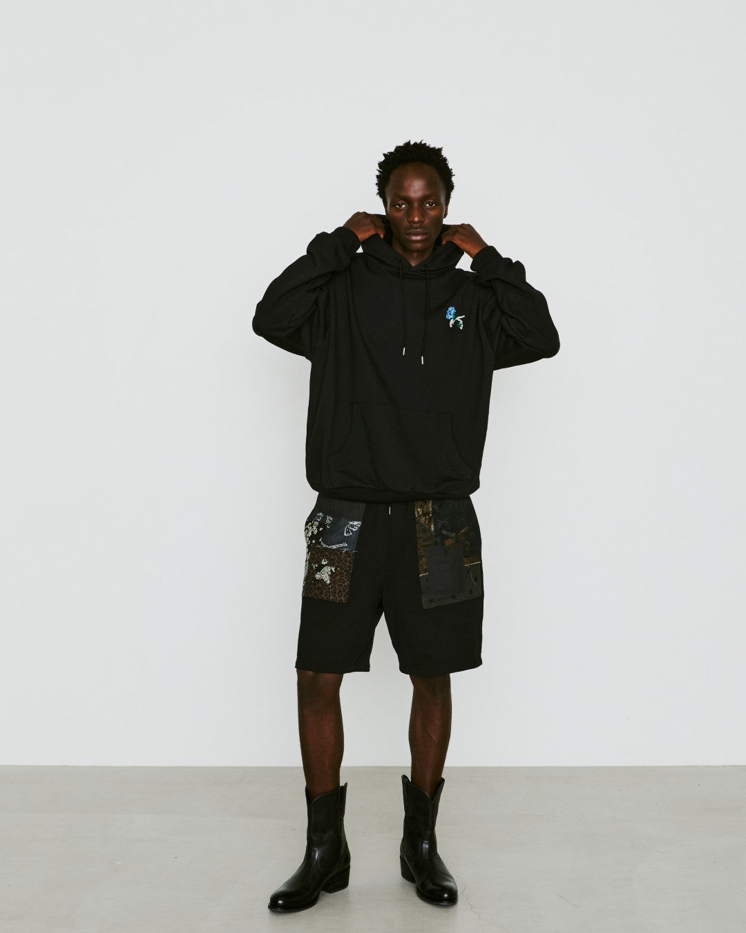 PATCH WORK REMAKE SHORTS / BLACK