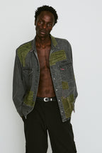 JunAle SASHIKO 8oz DENIM SHIRTS DUNKWELL / BLACK