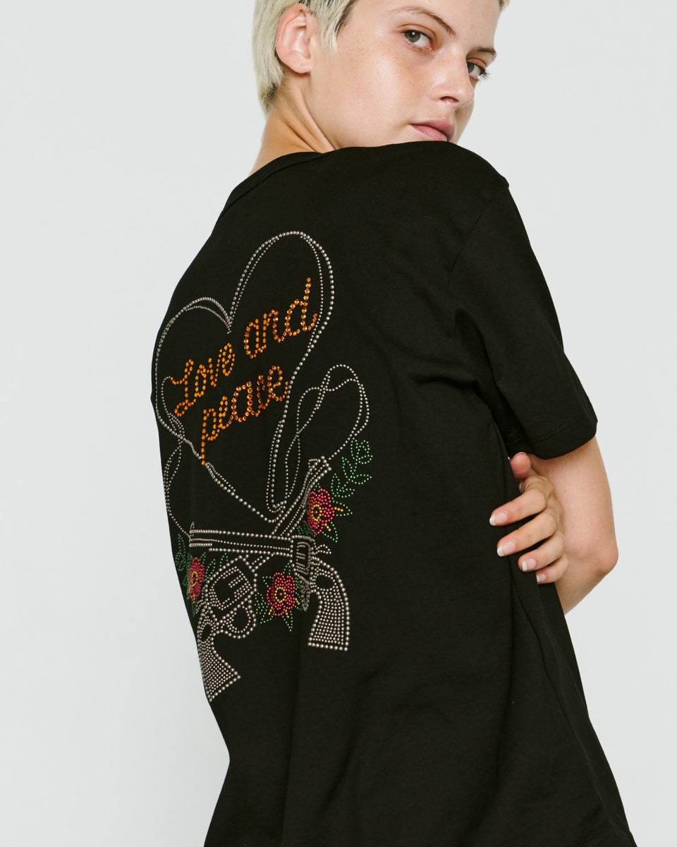 画像をギャラリービューアに読み込む, WOMENS HEART CROSSGUN T-SHIRT / BLACK