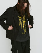 CROSS PRINT T-SHIRT / BLACK*YELLOW
