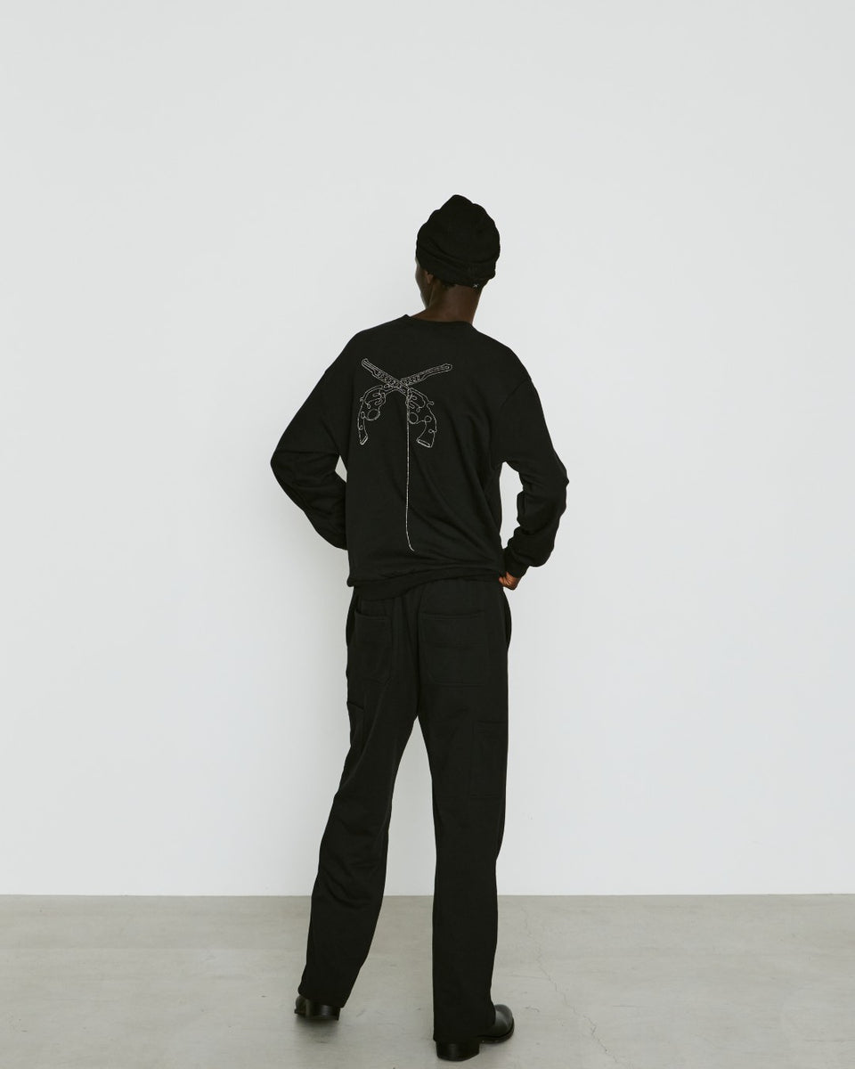 Load image into Gallery viewer, BALL CHAIN CROSSGUN EMBROIDERY SWEAT / BLACK