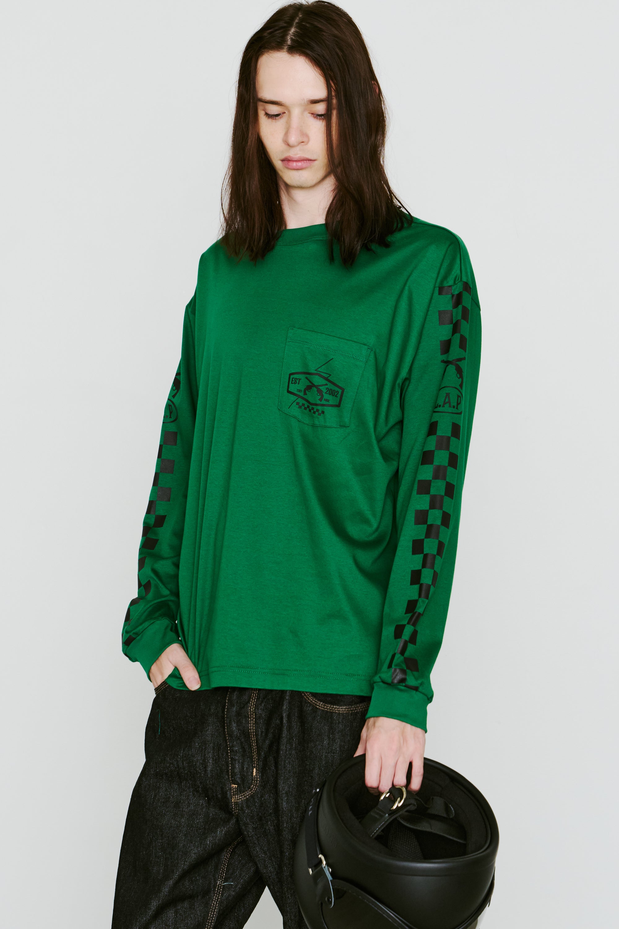 画像をギャラリービューアに読み込む, CHECKER FLAG L/S T-SHIRT / BLACK