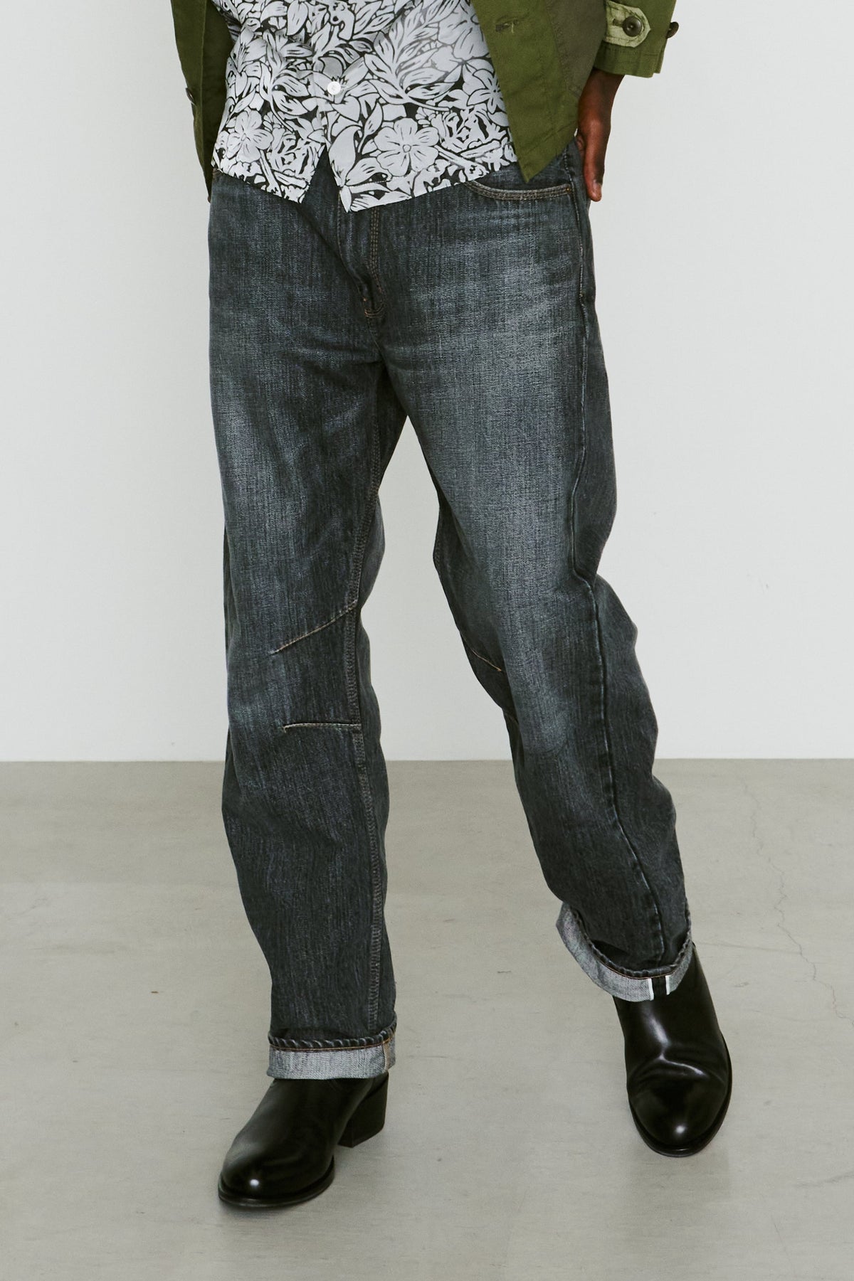 VINTAGE WASH SELVEDGE DENIM PANTS / BLACK