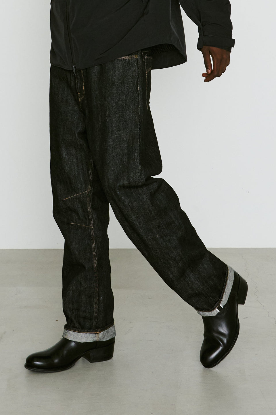 画像をギャラリービューアに読み込む, ONE WASH SELVEDGE DENIM PANTS / BLACK