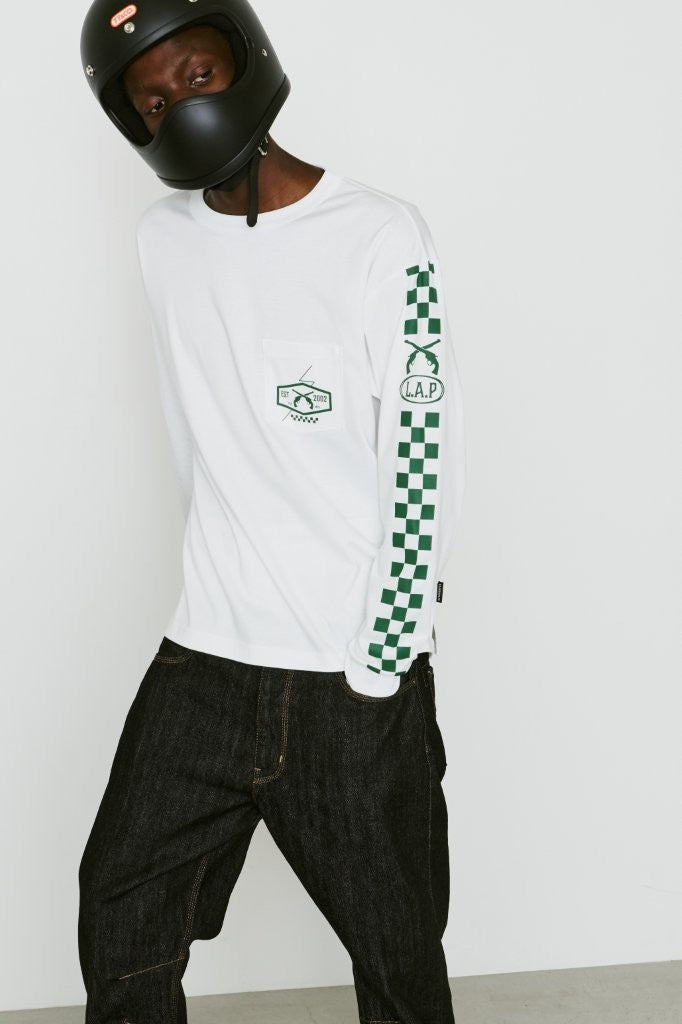 画像をギャラリービューアに読み込む, CHECKER FLAG L/S T-SHIRT / WHITE