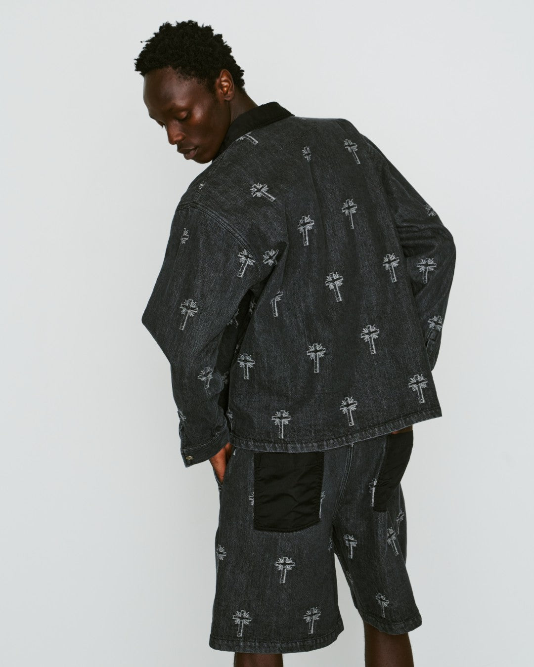 CROSS JACQUARD DENIM JACKET / BLACK