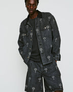 CROSS JACQUARD DENIM JACKET / BLACK