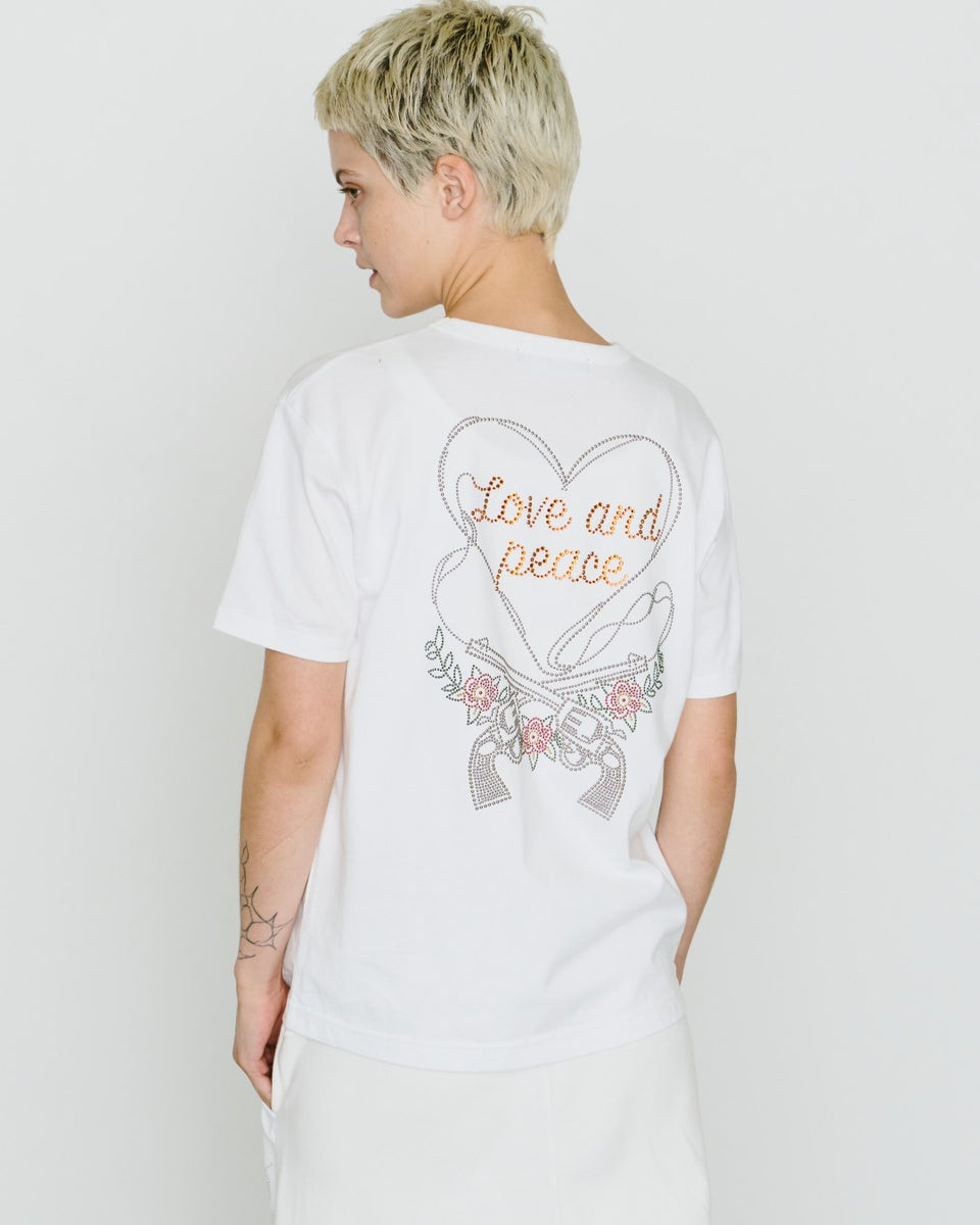 画像をギャラリービューアに読み込む, WOMENS HEART CROSSGUN T-SHIRT / WHITE
