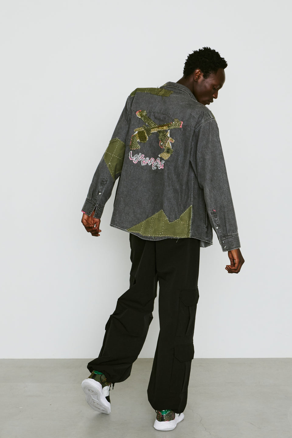 画像をギャラリービューアに読み込む, JunAle SASHIKO 8oz DENIM SHIRTS DUNKWELL / BLACK