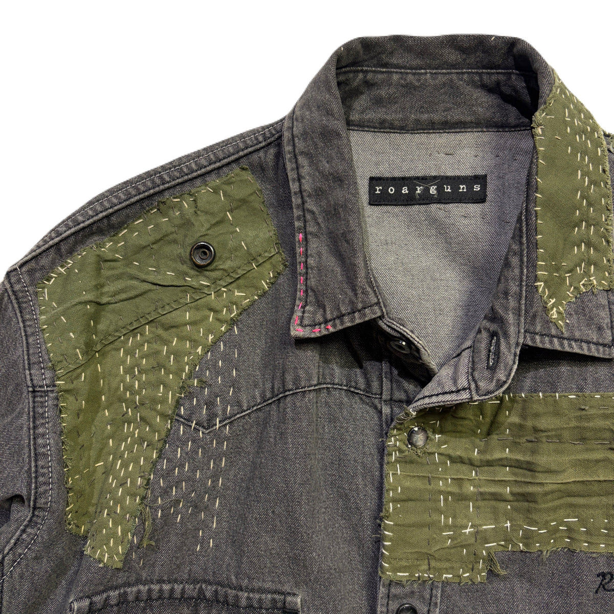 JunAle SASHIKO 8oz DENIM SHIRTS DUNKWELL / BLACK