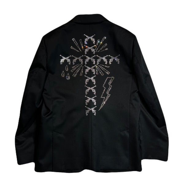 LIMITED EDITION CROSS JACQUARD CROSS CRYSTAL JACKET / BLACK