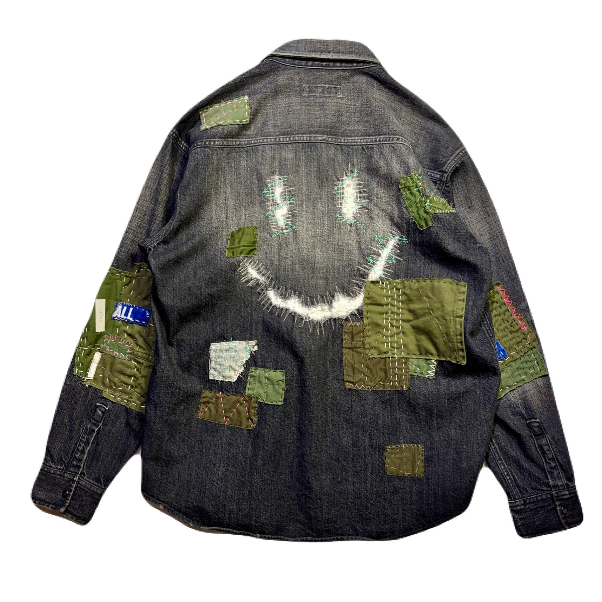 JunAle SASHIKO 11.9oz DENIM SHIRT SMILY/ BLACK