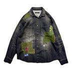 JunAle SASHIKO 11.9oz DENIM SHIRT SMILY/ BLACK