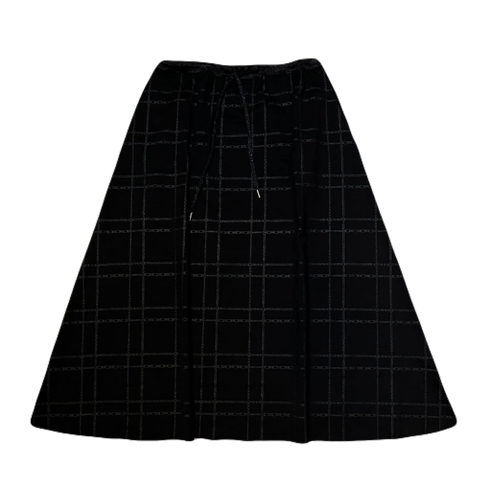 画像をギャラリービューアに読み込む, WOMENS CHAIN CHECK SKIRT / BLACK*BLACK