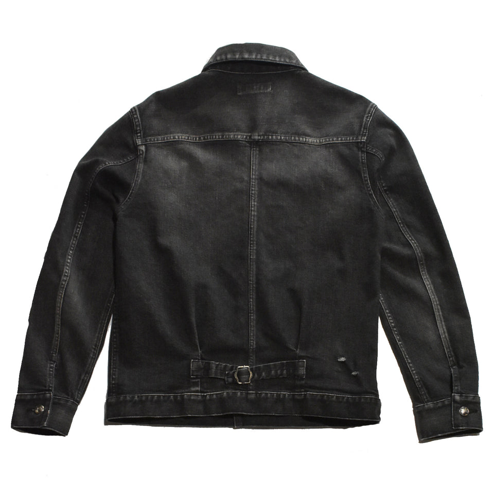 画像をギャラリービューアに読み込む, DENIM JACKET VINTAGE WASH METAL CROSSGUN / BLACK