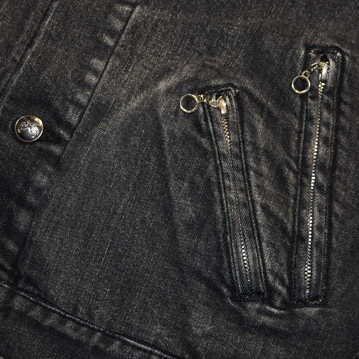 DENIM JACKET VINTAGE WASH METAL CROSSGUN / BLACK