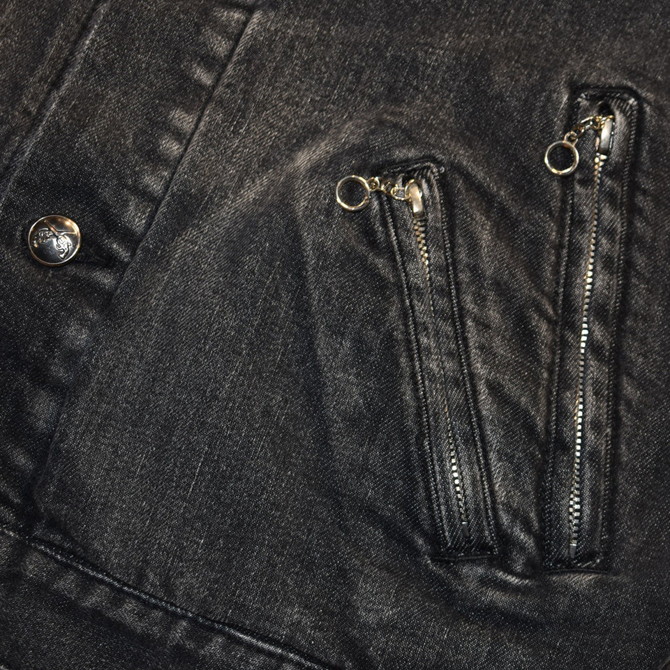 画像をギャラリービューアに読み込む, DENIM JACKET VINTAGE WASH METAL CROSSGUN / BLACK